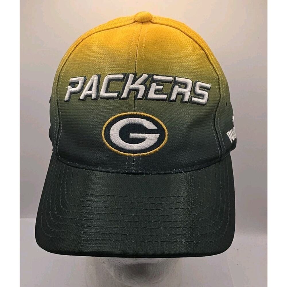 Green Bay Packers Puma ProLine Authentic Strapback Cap Hat Green Yellow Fade